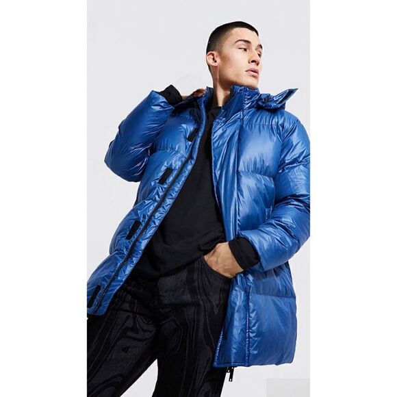 Boohoo Other - BOOHOO MAN PADDED MID PUFFER BLUE SIZE MEDIUM NEW WITH TAGS SOLD OUT ONLINE